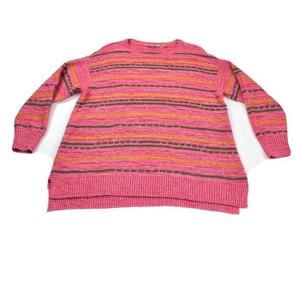 Soft Surroundings Lisabetta Art Stripe Dusty Cedar Pink Sweater 1X - Picture 2 of 11